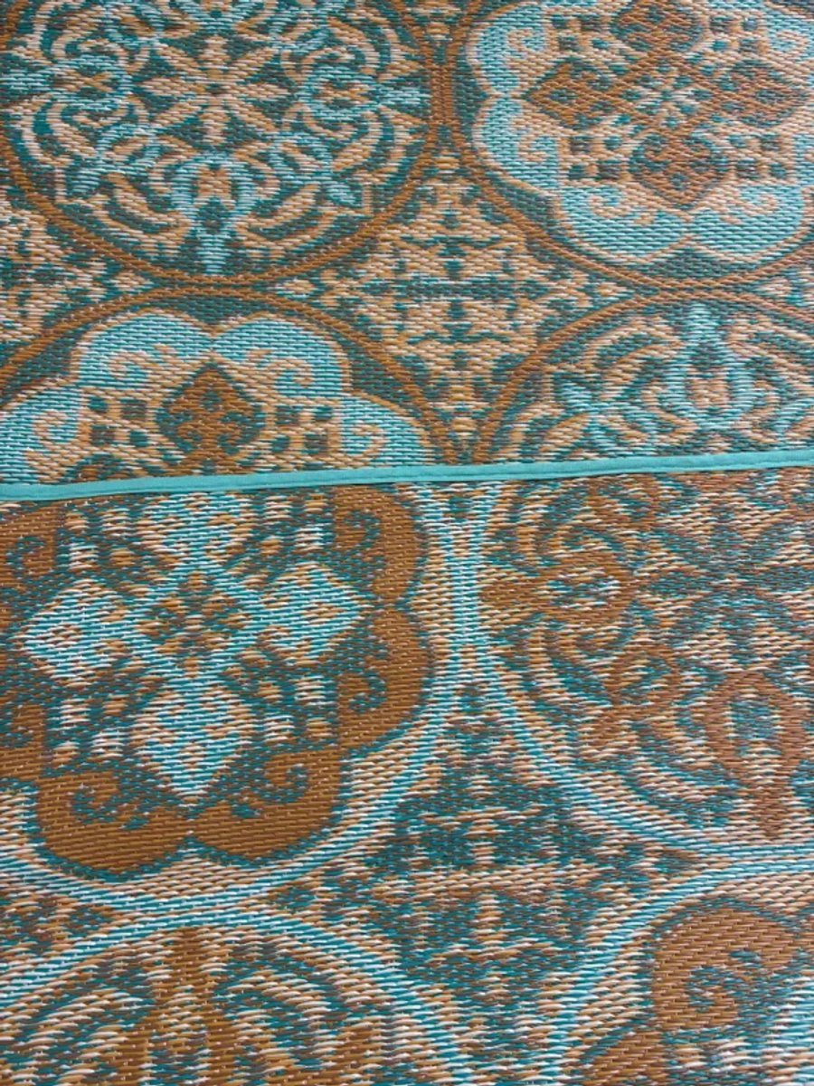 Buitenkleed 270-360cm, groen/bruin/ivoor/blauw