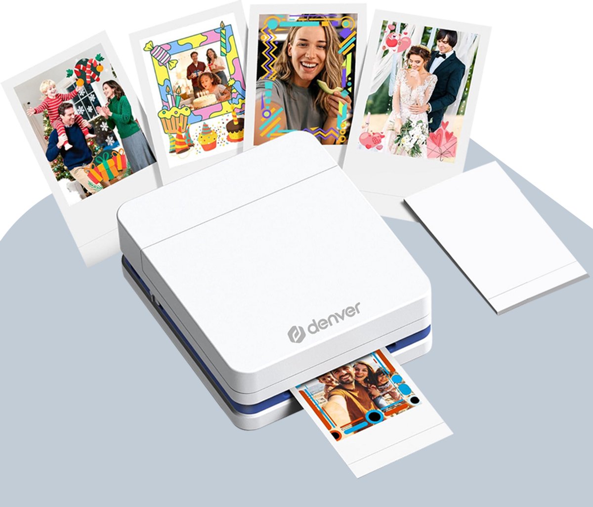 Denver Pocket Printer - Mobiele fotoprinter - Papier/Sticker/Magneet/Tattoo/Warmtepers printer - Incl. 20 printvellen - Bluetooth - MCP6010 — afbeelding 1