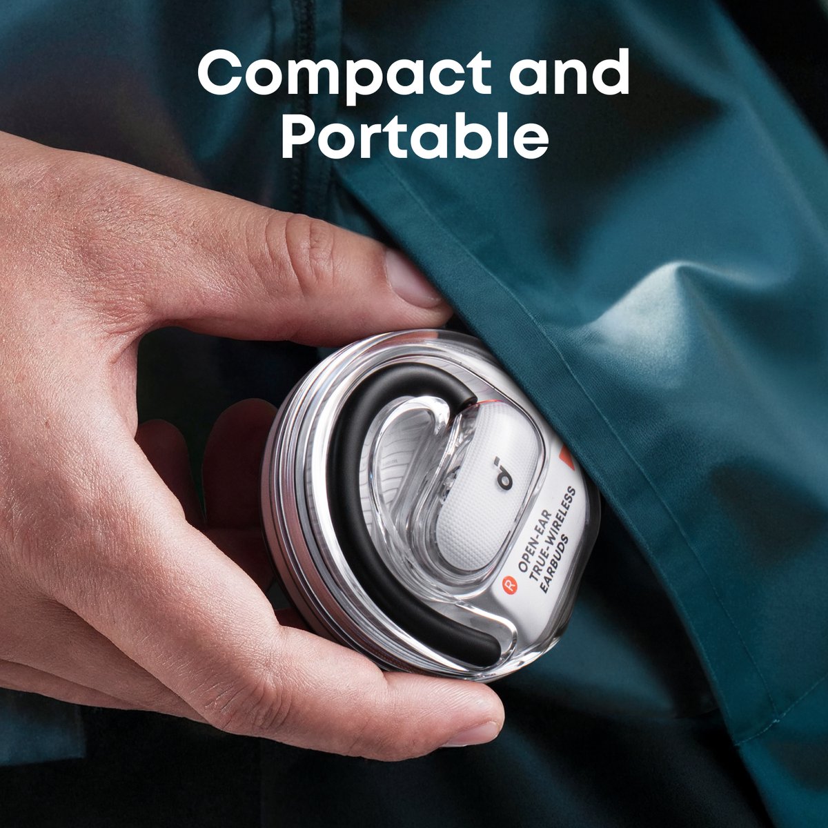 Soundcore V40i by Anker, open-ear hoofdtelefoon, kristalhelder ontwerp, 4 verstelbare standen voor een goede pasvorm in elk oor, 2x diepere bas, IP55, 21 uur afspeeltijd, duidelijke AI-gesprekken, Bluetooth 5.4, app-bediening – foto 6