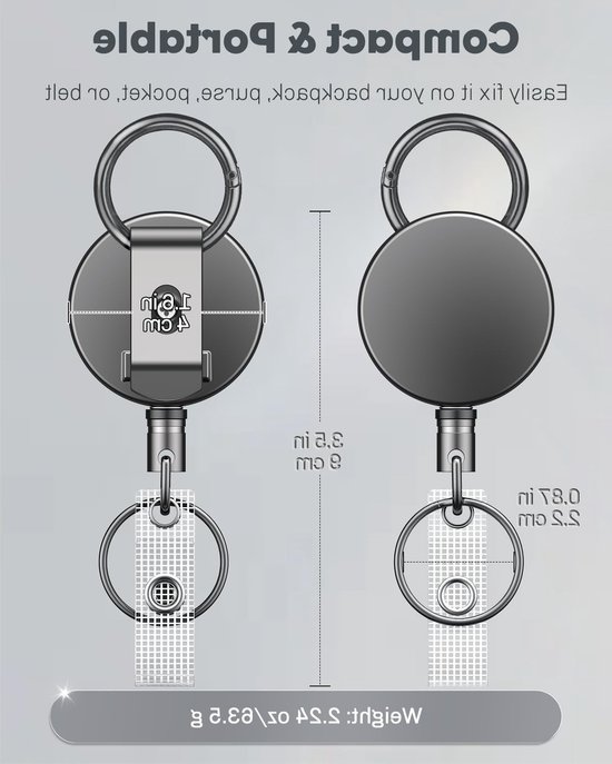 Set van 2 Stevige Retractable Badge Reel voor Badgehouder, Metalen Sleutelhanger met Riemclip, 70cm Nylon Koord en Duurzaam Ontwerp van Merkloos — afbeelding 2