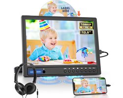 Auto DVD Speler 12,5 Inch – Hoofdsteun Bevestiging | 1080P | Inclusief Hoofdtelefoon & Zuignap | Draagbaar