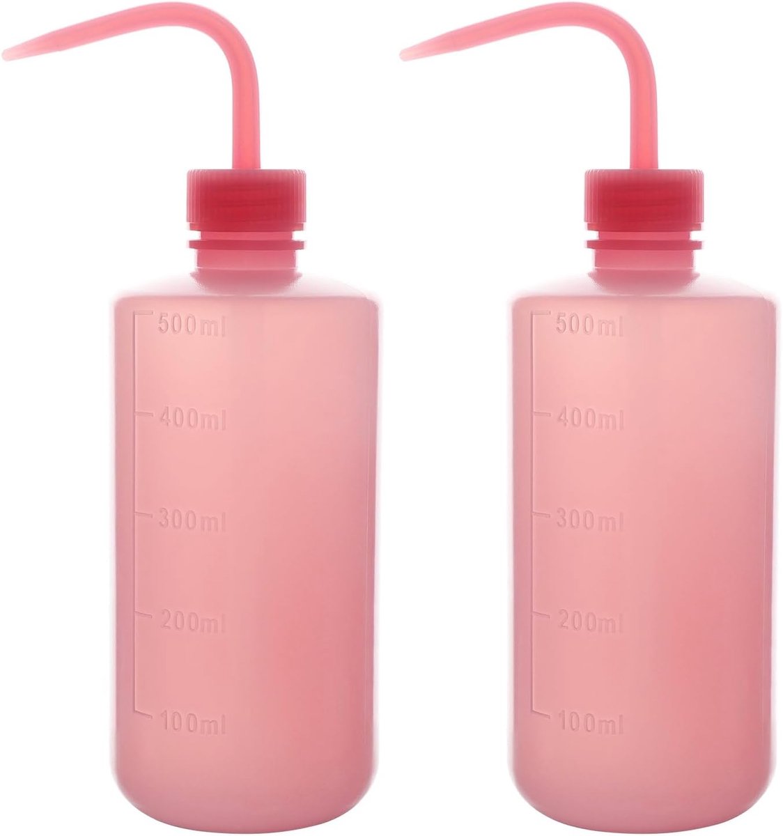 Chemische wasfles, set van 2 veilig plastic knijpflesjes, spoelfles met schaalverdeling en smalle hals, waterfles