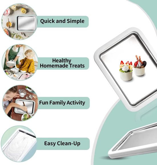 Multifunctionele Rolled Ice Cream Maker - IJsplaat voor Zelf ijs maken, DIY ijsrolletjes, bevroren yoghurt & frozen dessert - Huishoudelijke koude ijs pan voor thuisgebruik van Merkloos — afbeelding 3