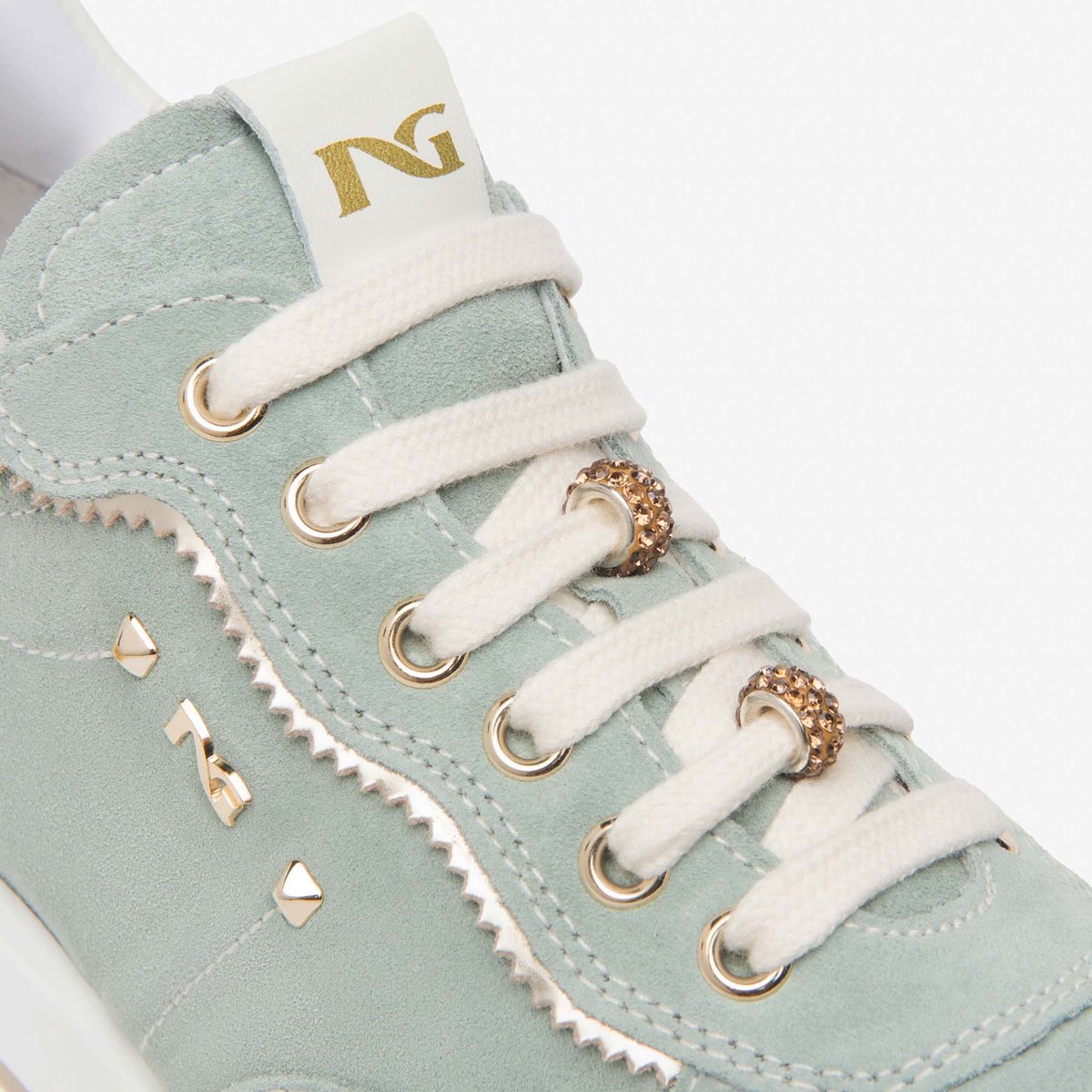 Sneaker Nerogiardini Velour Velvet Osso 0100 T.Brill Platino 6074 Tr Co - Fashion Wear - Vrouwen