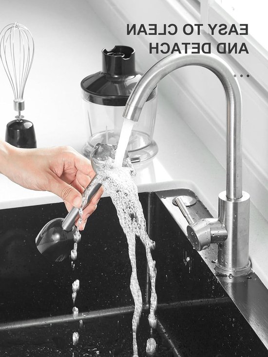 Krachtige 5-in-1 Staafmixer met RVS, 1000 W, 12 Snelheden, Inclusief Klopper, Melkschuimer, 500 ml Hakmolen en 600 ml Maatbeker voor Soepen en Sauzen van Merkloos — afbeelding 5
