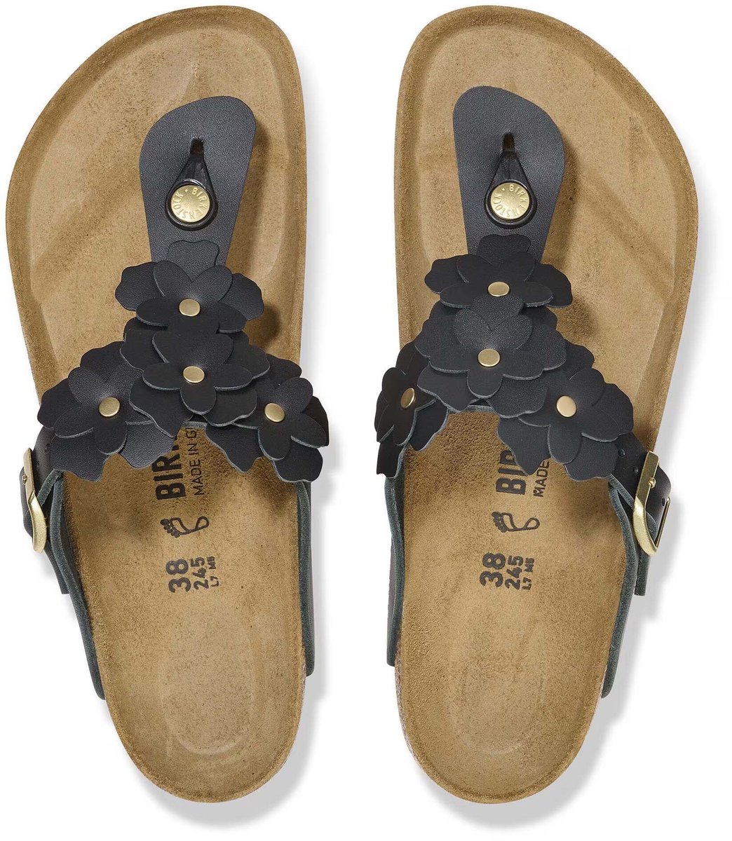Slippers Birkenstock Gizeh Natural Leather Fashion Wear Vrouwen Zwart