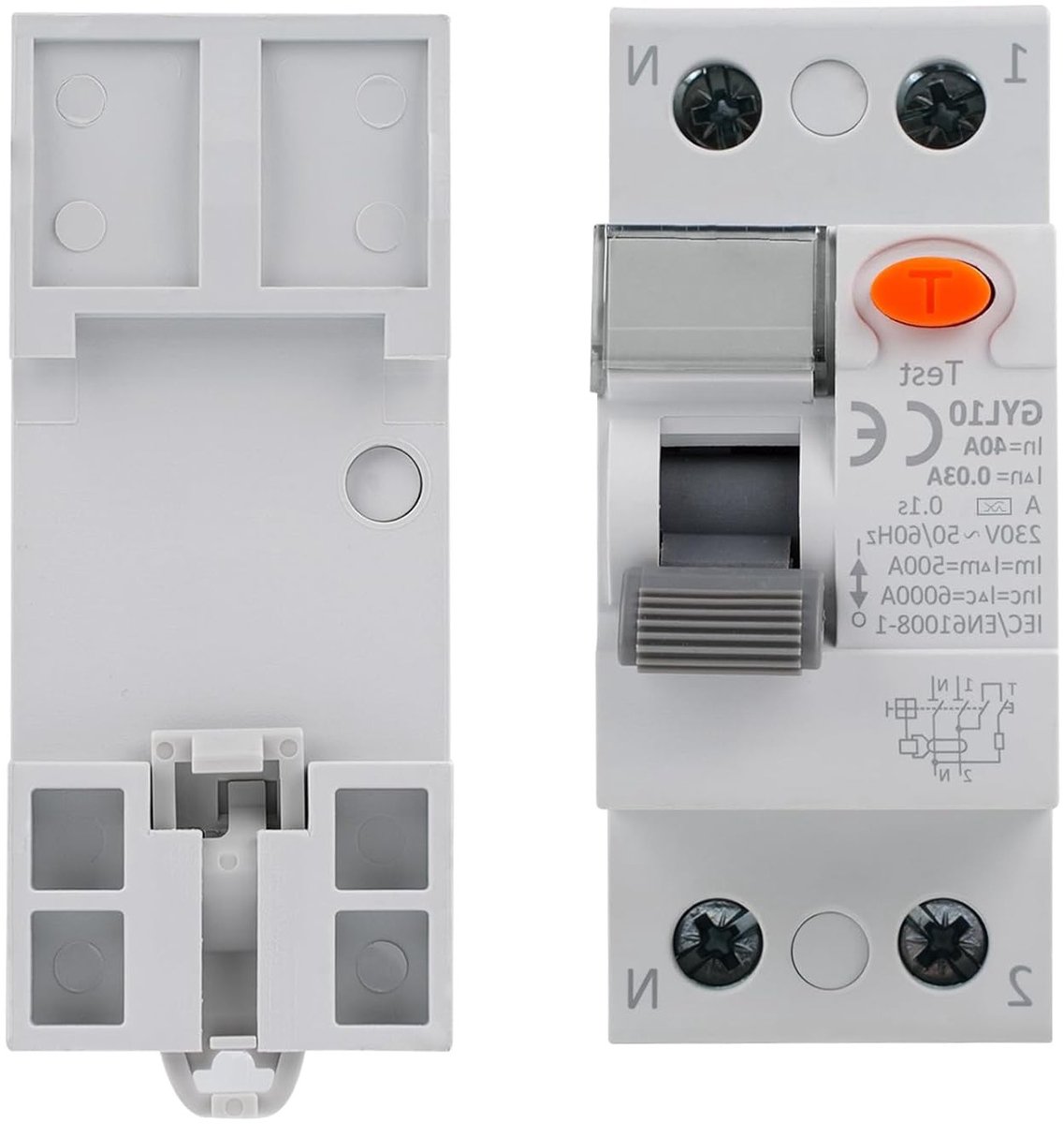 Differentiële onderbreker 40 A met 30 mA lekstroombeveiliging, type A, magnetothermisch, 2