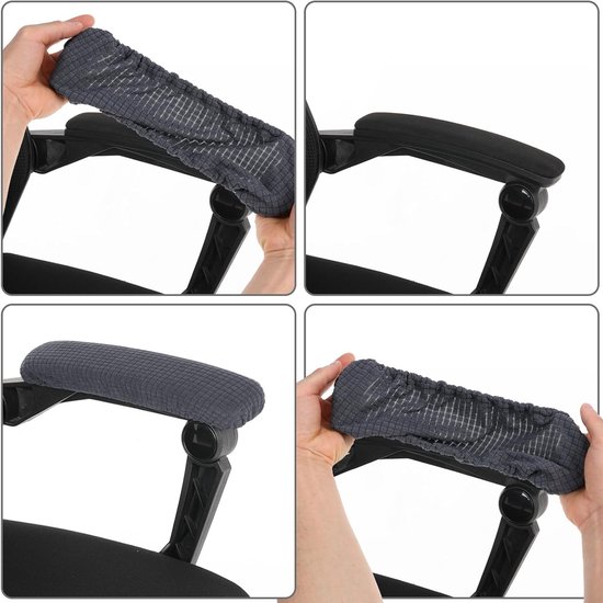 Verwijderbare Armleuningen voor Kantoorstoelen - 2 Stuks Polyester Armsteunhoezen, Wasbaar en Rekbaar voor Universele Gaming en Kantoorstoelen (Donkergrijs) van Merkloos — afbeelding 5