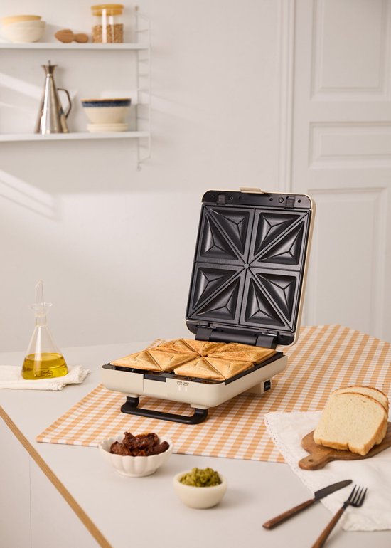 CREATE - Tosti-ijzer, grill en wafelijzer met verwisselbare platen - Zand - Viervoudig - STONE STUDIO van CREATE — afbeelding 5