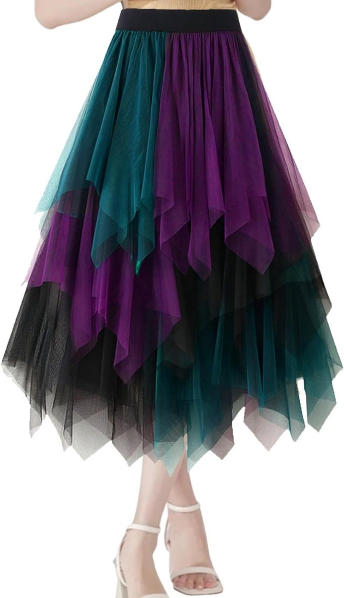 Elegante Tulle Rok voor Dames met Plissé, Hoge Taille en Asymmetrisch Ontwerp voor Cosplay en Feestjes