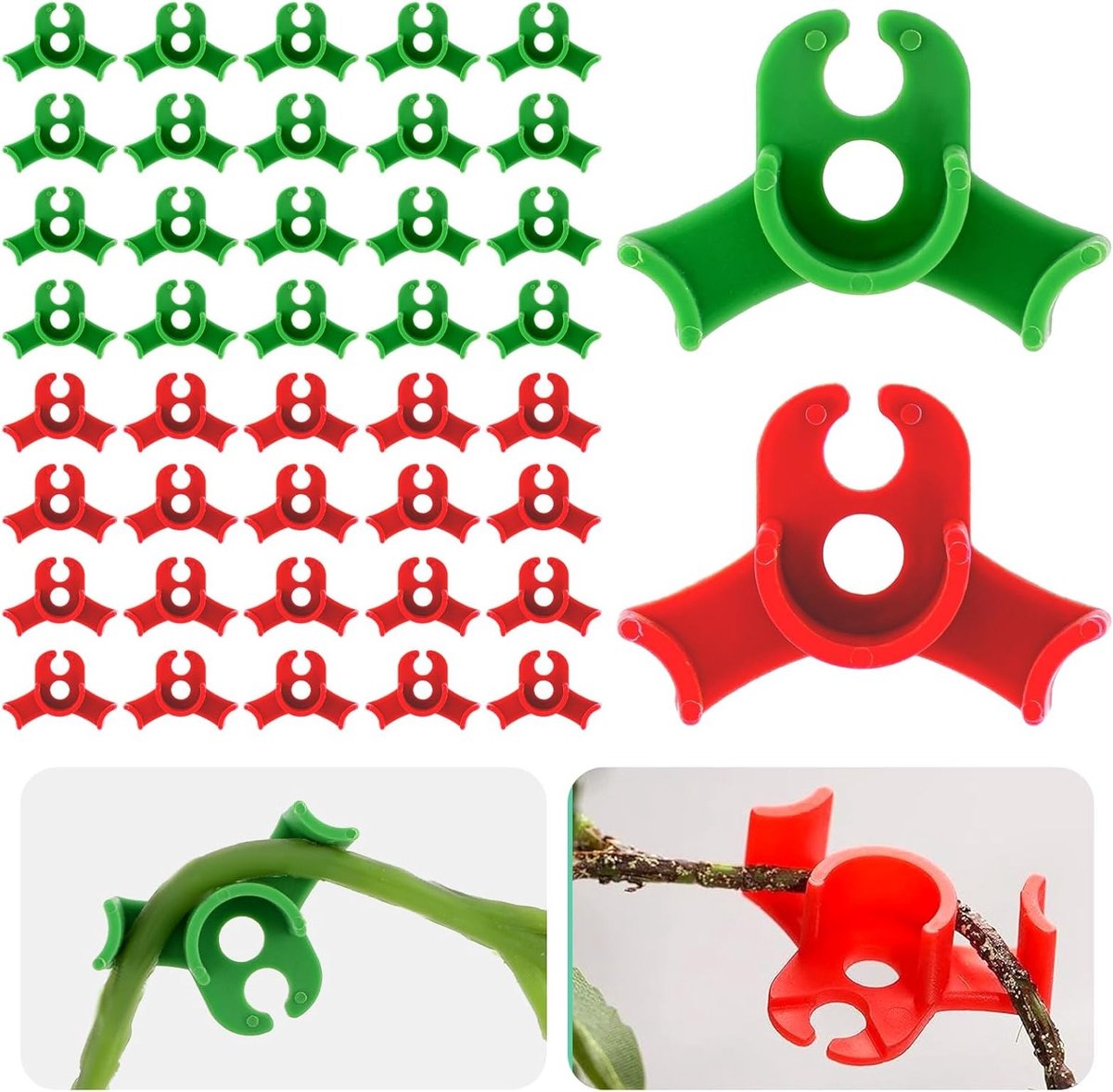 40 Stuks LST Clips voor Lage Stress Training van Planten, Ondersteuning en Bending, 90 Graden Hoek Plant Clips in Rood en Groen