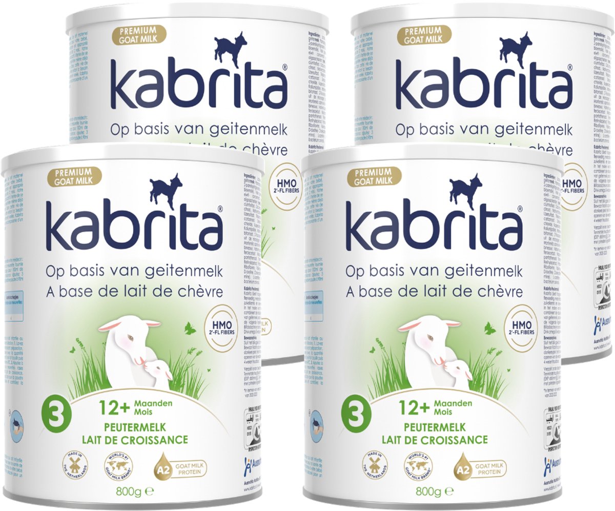 Kabrita 3 Peutermelk Multipack - Geitenmelk Flesvoeding vanaf 12 maanden - 4x800g - voordeelverpakking