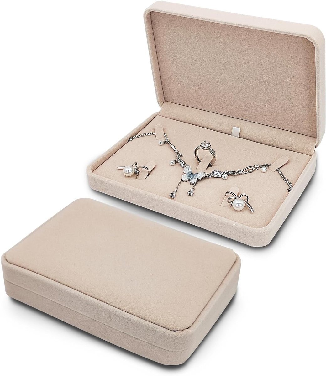 Reisjuwelendoos Organiser voor Sieraden - Compacte Opbergdoos voor Ringen, Kettingen en Oorbellen (Beige A)