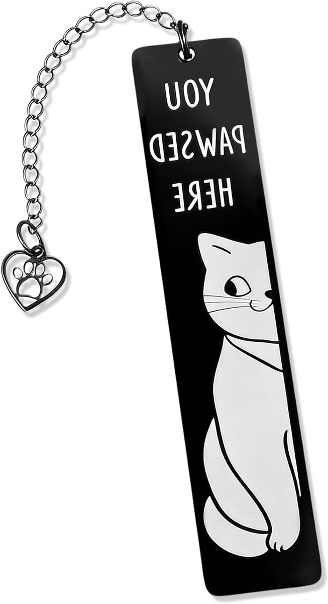 Unieke metalen boekenlegger met kattenhanger voor boekenliefhebbers, gepersonaliseerde boekaccessoires en cadeau-ideeën voor vrouwen
