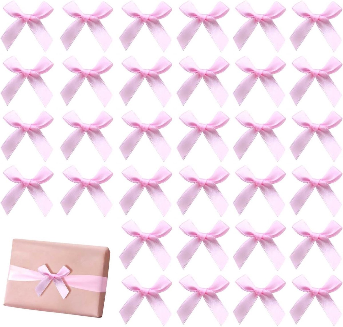 80 Stuks Roze Handgemaakte Strikken voor Versiering, 4x4cm, Ideaal voor Cadeauverpakkingen en Feestdecoratie, Bruiloften en Creatieve Projecten