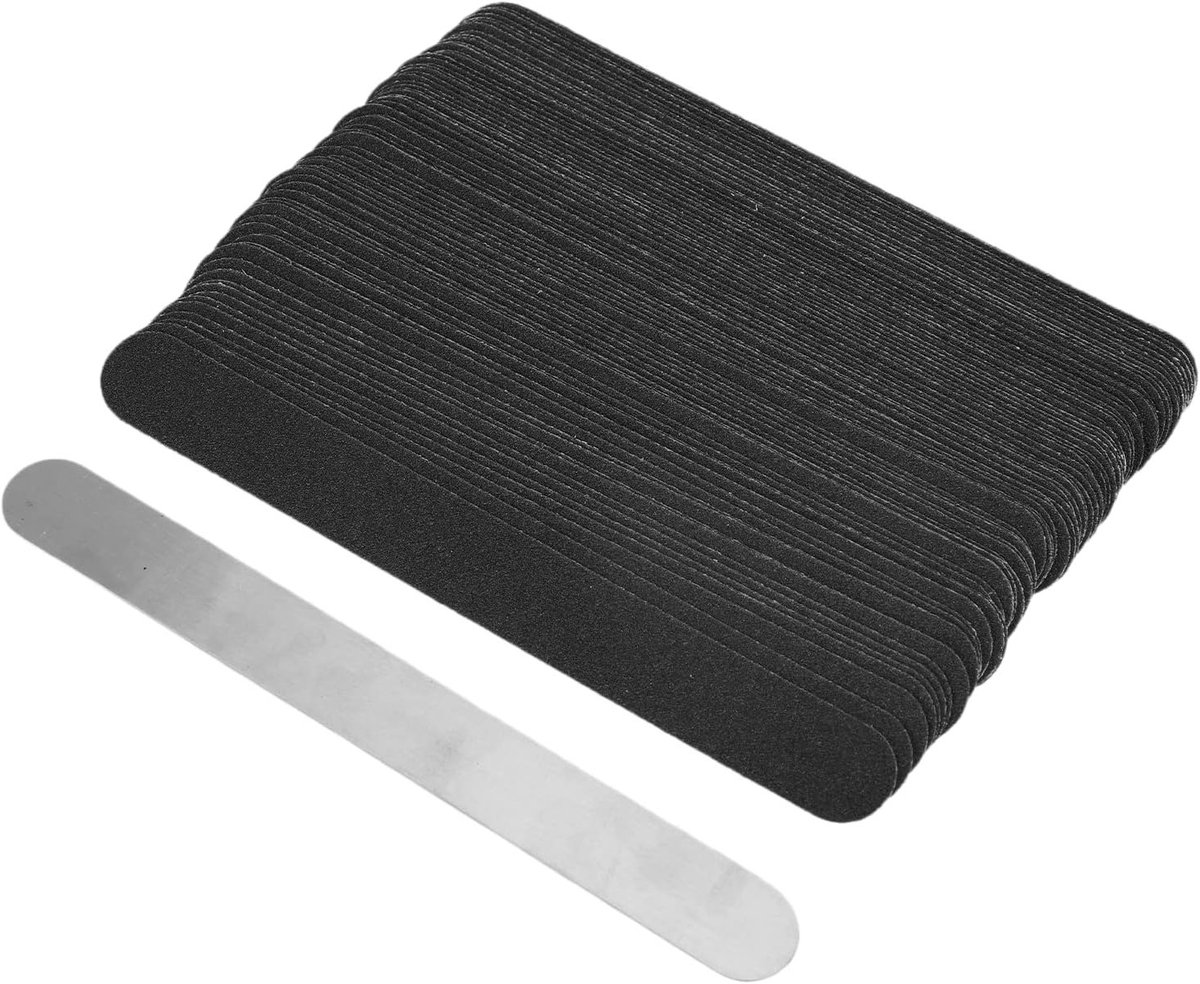 Herbruikbare Vijlset voor Nagels - 100 Stuks Vijlstrips met RVS Basisplaat voor Perfecte Nagelvorm en Nagelkunst