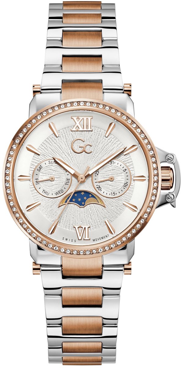 Gc Gc Moonchic Quartz Analoog Horloge Zilvertint En Roségoudtint Behuizing: 100% Roestvrij Staal | Armband: Roestvrij Staal 36 mm Z69002L1, Z69003L6, Z69004L7