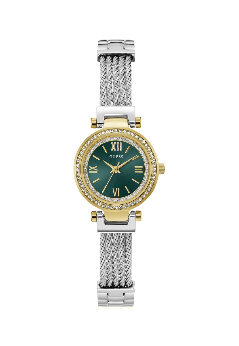 Guess Mini Soho Quartz Analoog Horloge Silver Tone Kast: 100% Roestvrij Staal | Armband: 100% Roestvrij Staal 27 mm GW1076L3