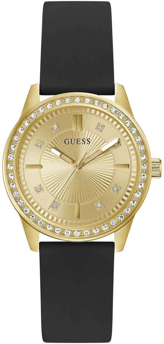 Guess Margo Quartz Analoog Horloge Zwart Kast: 100% Roestvrij Staal | Armband: 100% Siliconen 36 mm GW1030L2