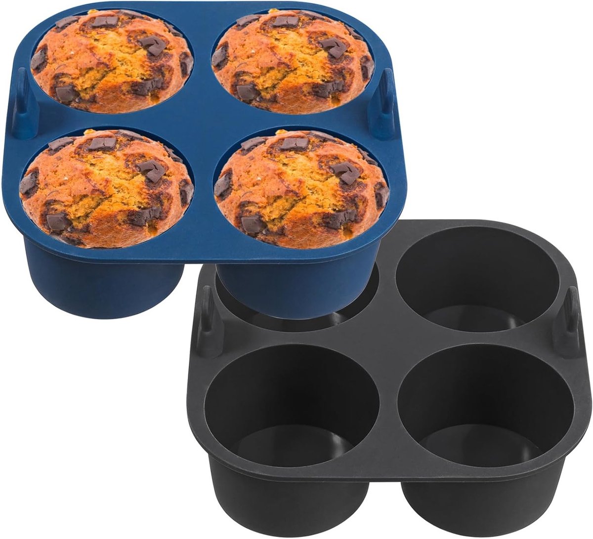 Siliconen Muffin Bakvormen voor Airfryer - 2 Stuks 8cm - Ideaal voor Cupcakes, Pudding en Taartjes - 18.5 x 18 x 5cm