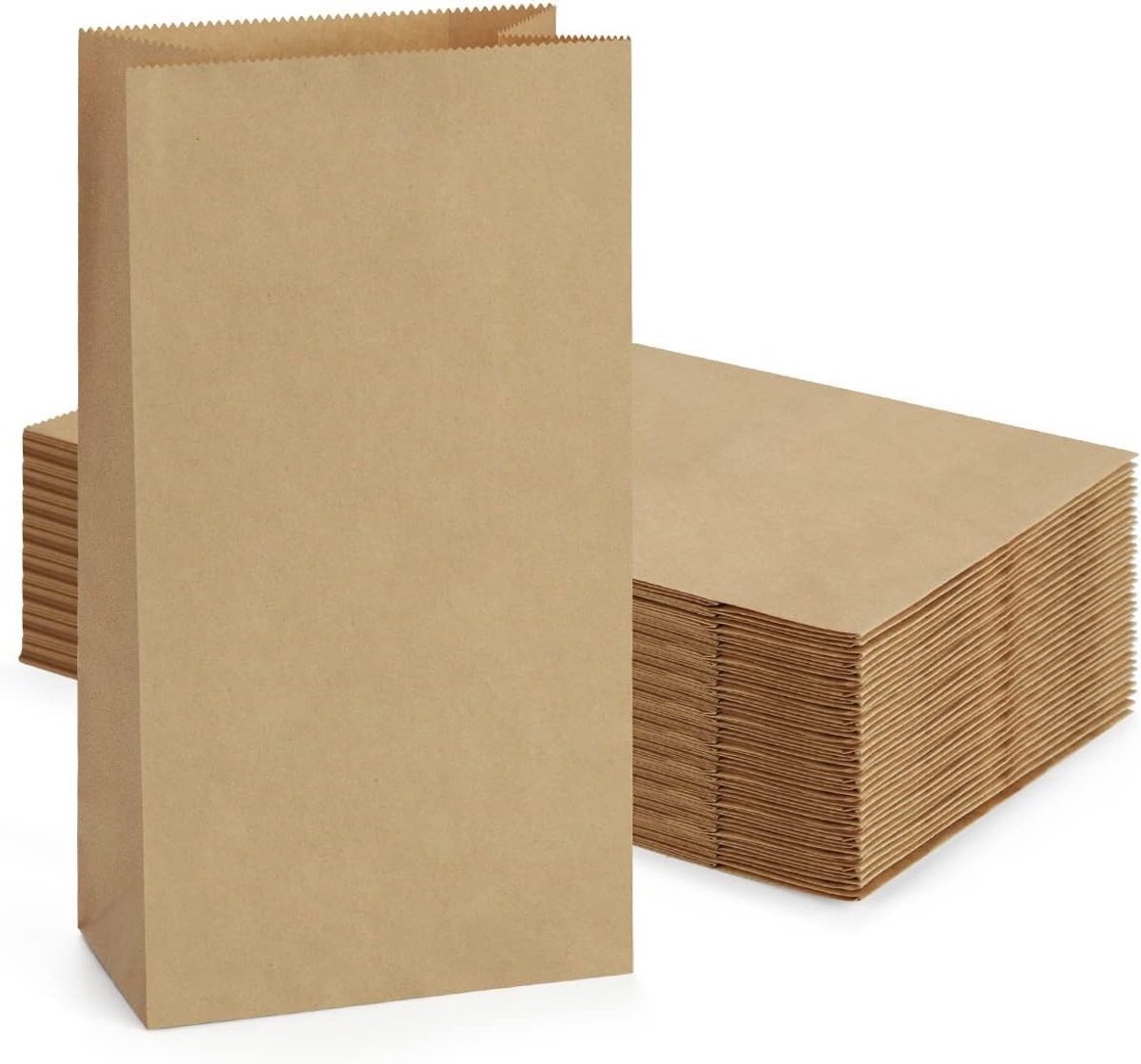 Set van 100 Grote Kraft Papieren Lunchzakken 30cm x 15.5cm x 10cm, Stevige Opbergzakken voor Snacks, Cookies en Maaltijden