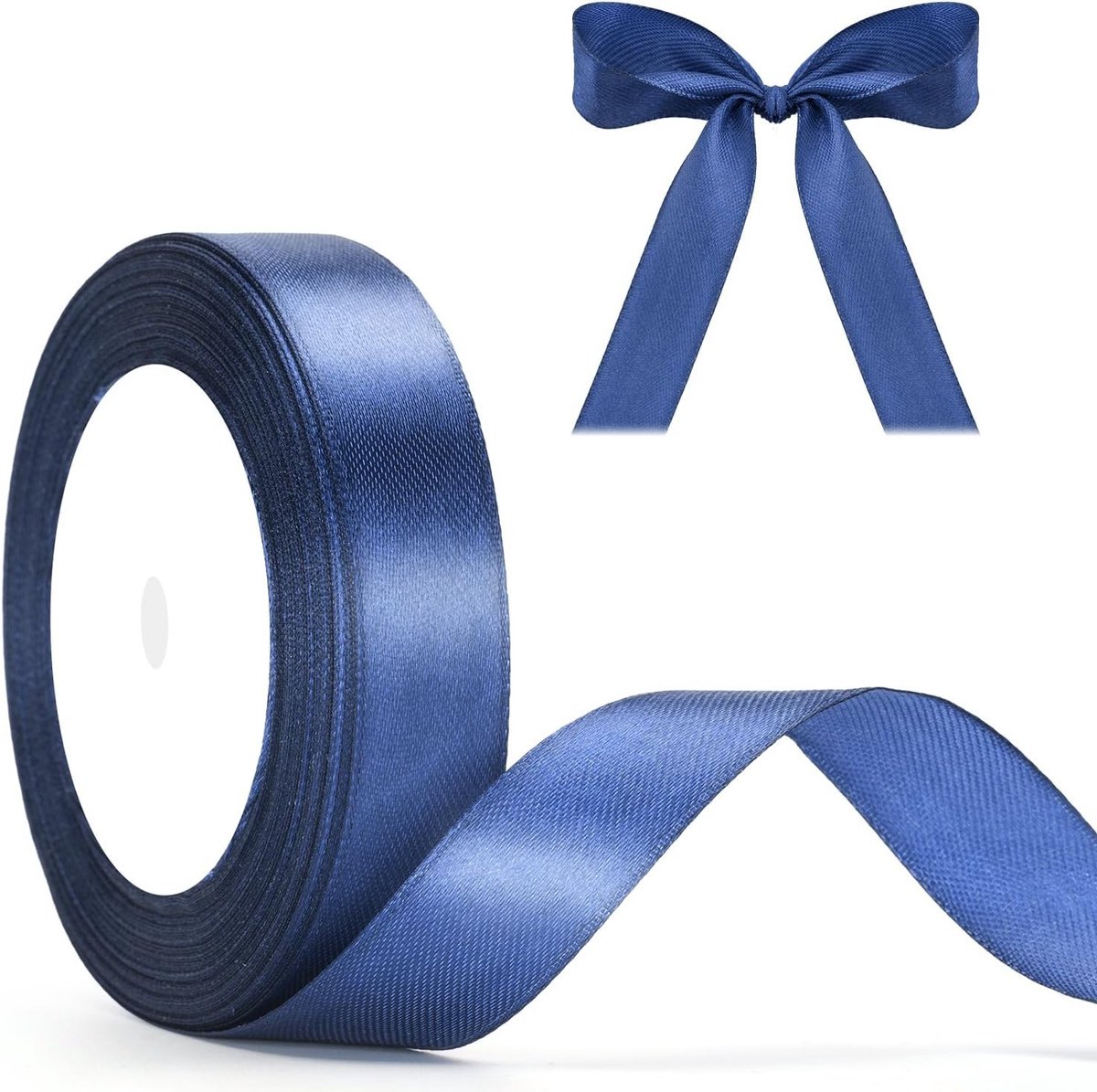 Donkerblauwe Satijnen Lint van 20mm: Decoratief Cadeaulint, 22m Lint voor Knutselen en Versiering van Cadeaus