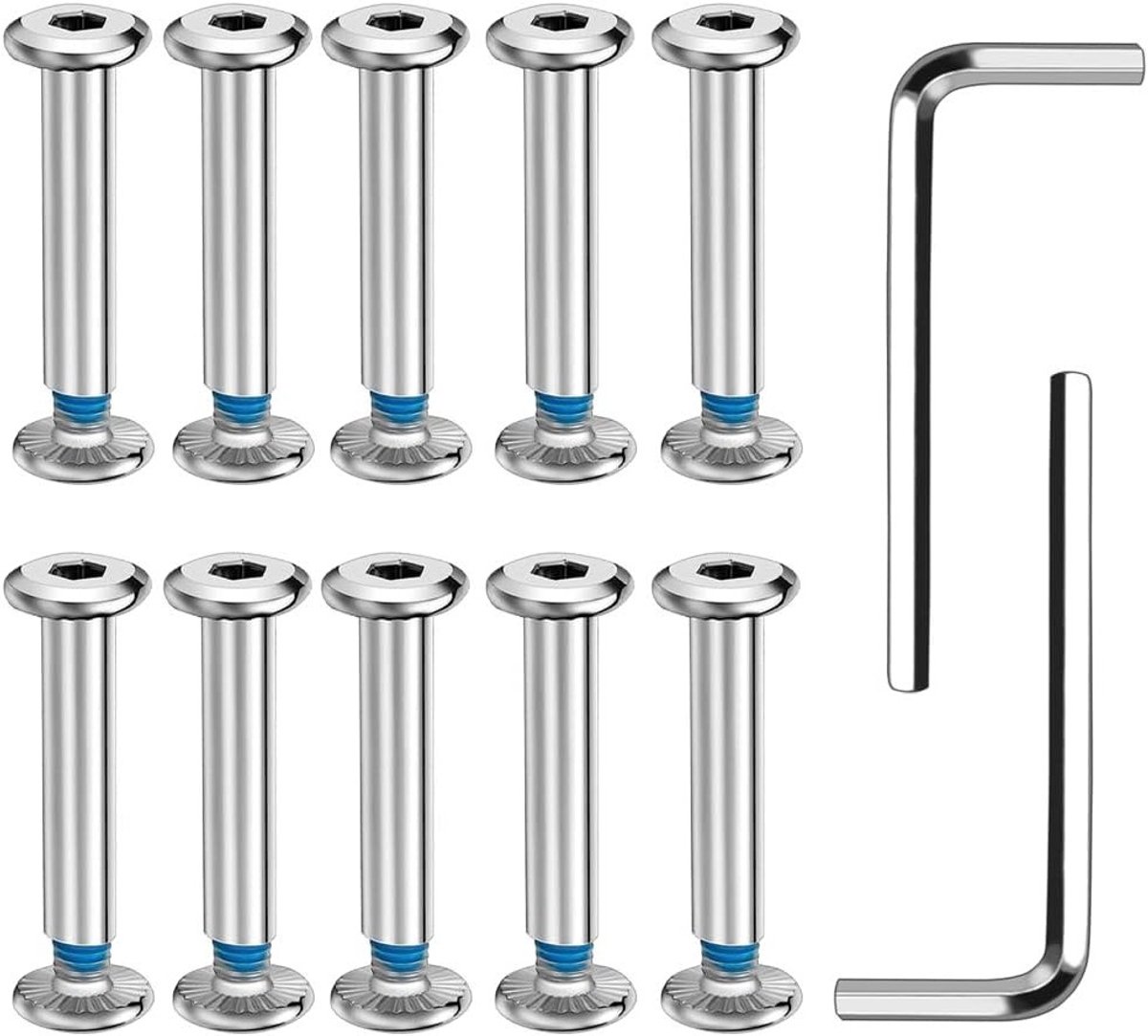 12 schroeven en 2 moersleutels voor inline skates skate accessoires vervangonderdelen en onderhoudsset voor skates en koffiewielen Blauw