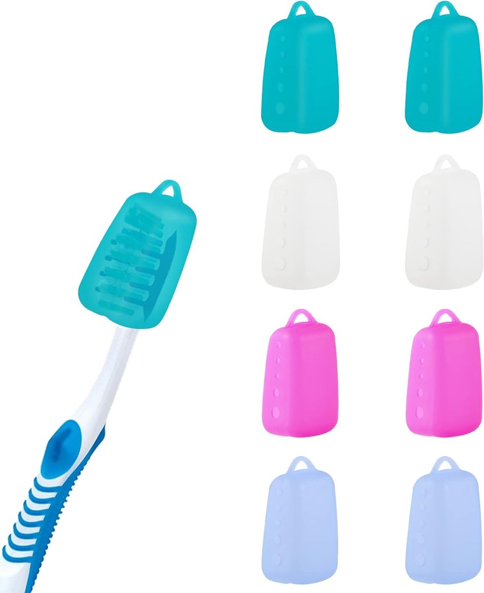 Kleurige en Draagbare Tandborstelkop Beschermers - 8 Stuks Silicone Houder voor Thuis, Reizen en Kamperen