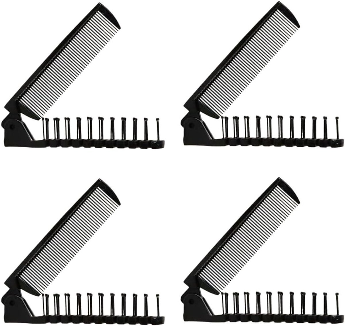 Set van 4 Opvouwbare Kammen voor Baard en Haar, Draagbare en Compacte Haarborstels voor Thuis en Reizen