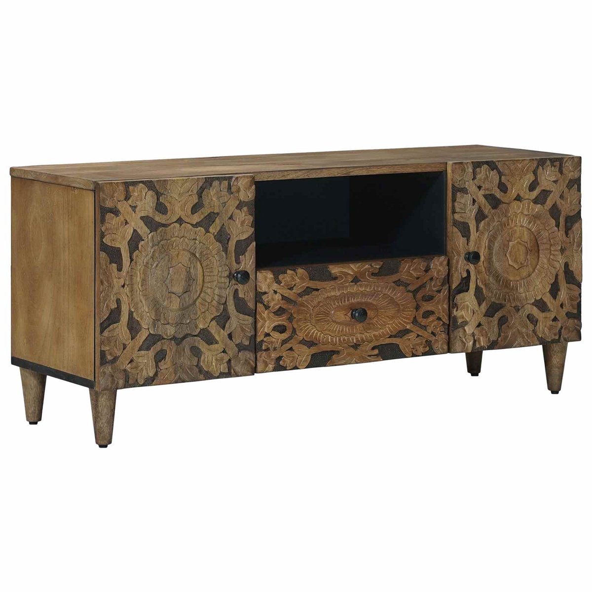 vidaXL - TV - Kast - met - lade - Bruin - 105 - x - 33,5 - x - 46 - cm - Massief - Mango - Hout
