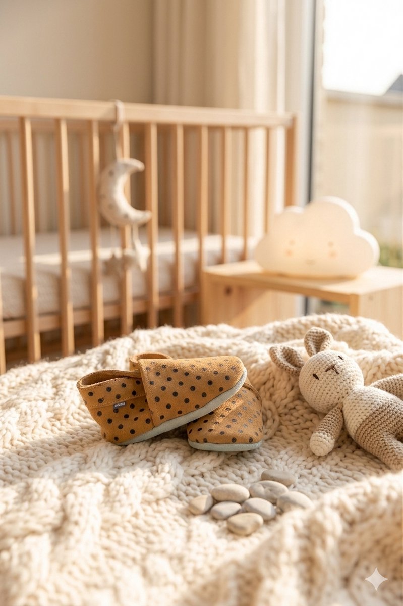 Stabifoot Babyslofjes – Zacht Leer – Cadeaudoos - Linnen zakje - Barefoot - 3002 SAND 3 - 6