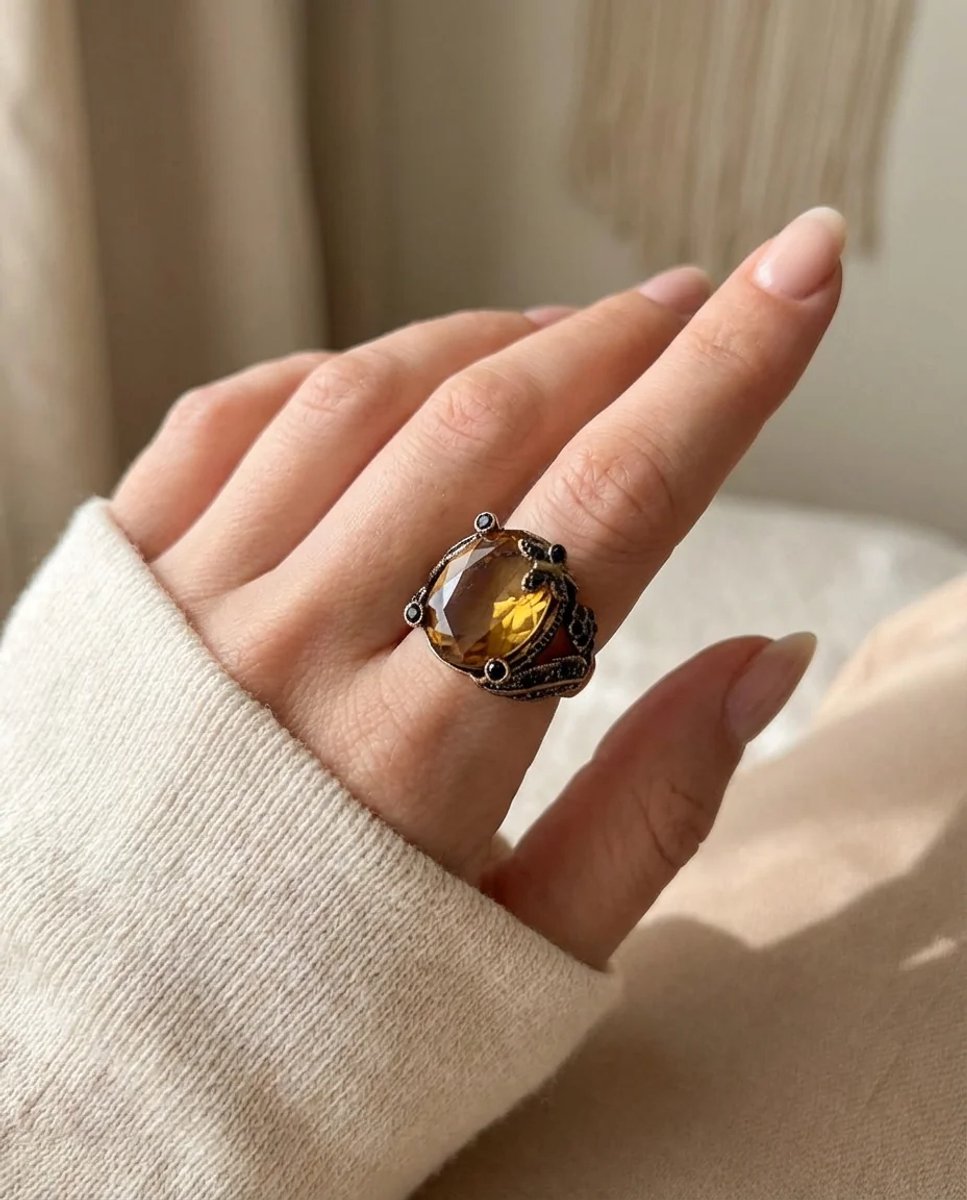 Dorvina Bronzen Sieraad Authentiek Kleur Kleurveranderend Natuurlijk Zultanit Steen Ovaal Vlinder Model Verstelbaar Vintage Dames Ring