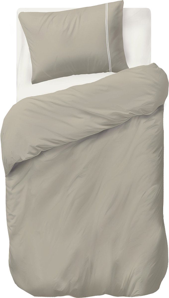 Auping White lines satin Dekbedovertrek - Eenpersoons 140 x 220 cm - Katoensatijn - Beige