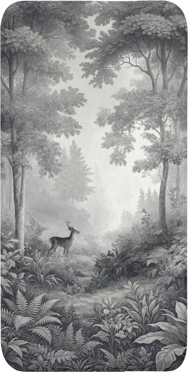 Badmat 60x120 cm - Antislip - Bos - Hert - Zwart - Wit - Badmatten voor badkamer - Badkamermat - Douchemat - Badkamer mat
