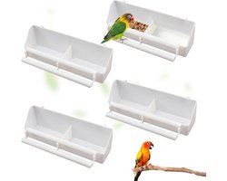 Vogelvoederbakken set van 4, kunststof voederbakken voor het voeden van vogels en papegaaien, ideaal voor buitengebruik