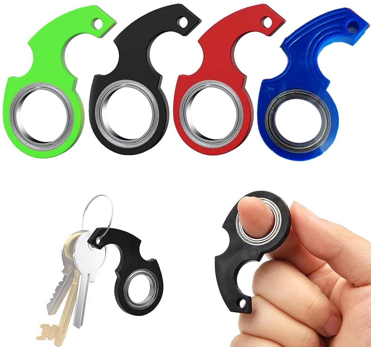 Dailygoods- Vingersleutelhanger - Roterende Fidget Spinner - Draagbaar - Hoogwaardig ABS-kunststof - Compact - 3-5 Minuten Draaiend Plezier