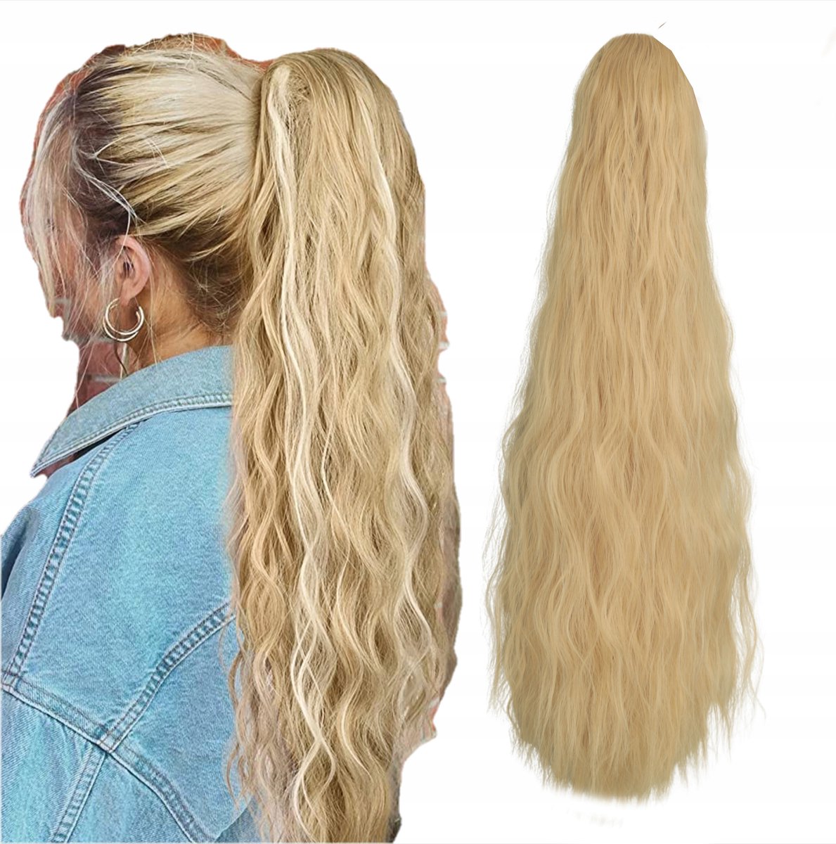 Synthetische Paardenstaart Clip-in Haarverlenging Blond Balayage 60cm