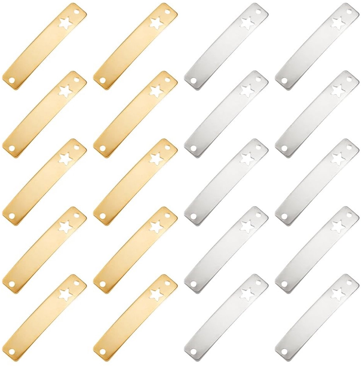 Dailygoods - 40 Stuks Roestvrij Stalen Blanco Tags voor Sieradenmaken