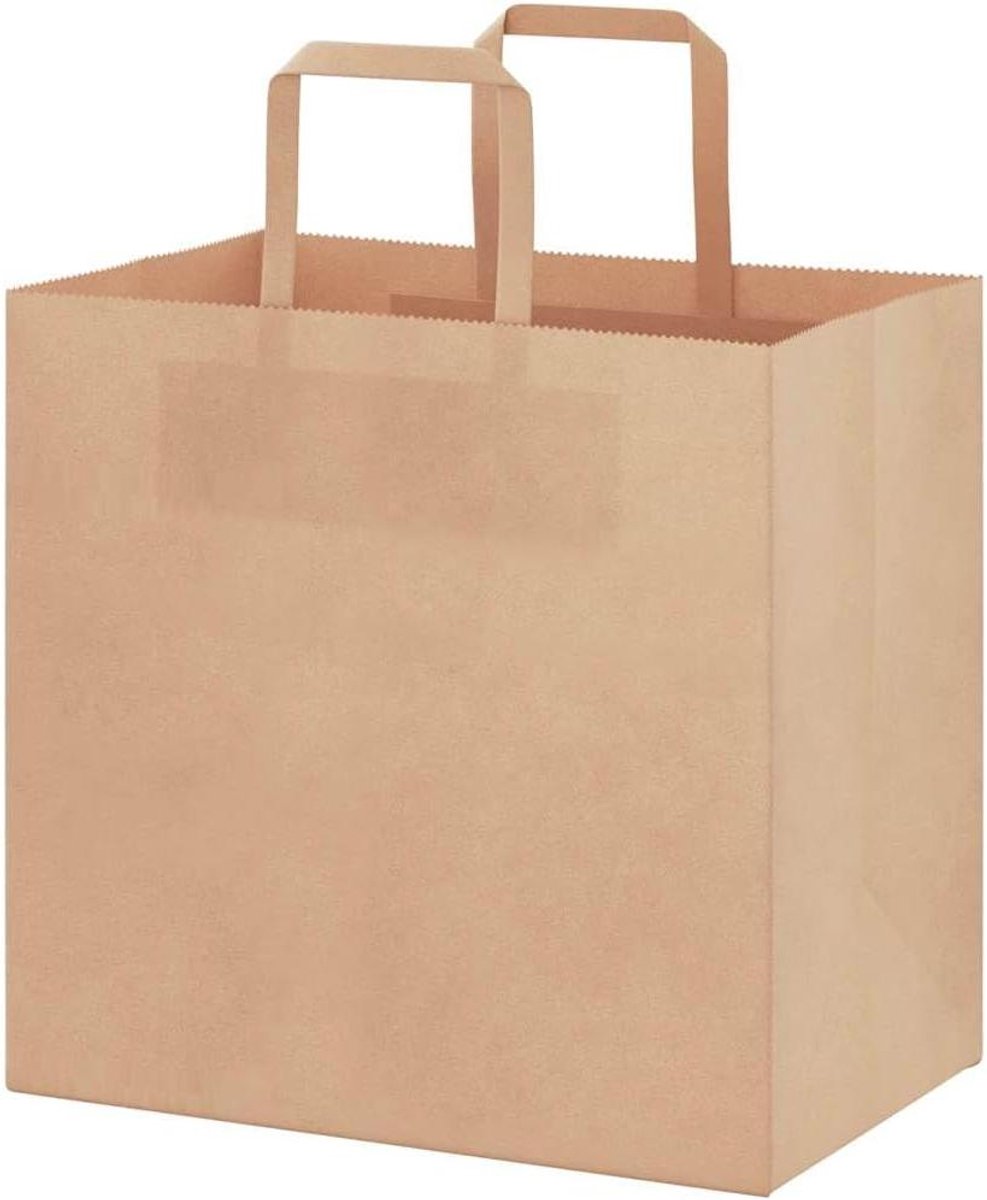 Papieren zakken - Cadeauzakken - Feestelijke verpakking - Met hengsels - 26x17x25 cm - Bruin