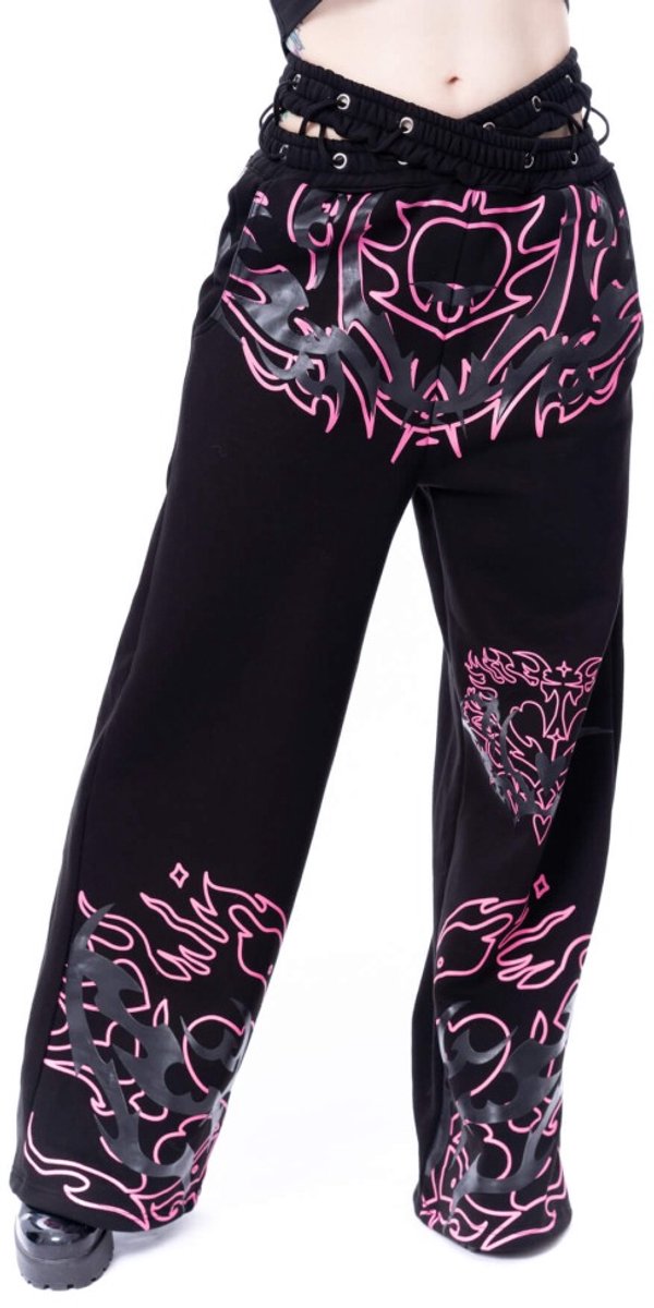 Heartless - Thornchant Dames joggingbroek - XXL - Zwart/Roze