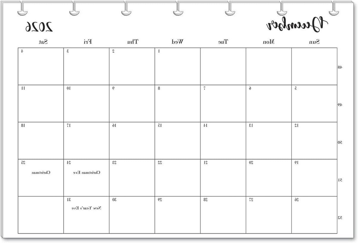 Maandelijkse Navullingen - Agenda Vullingen - Organiseren Jaar - Zijdeachtig Papier - Mini 4.5x7 Inch - Zwart Wit