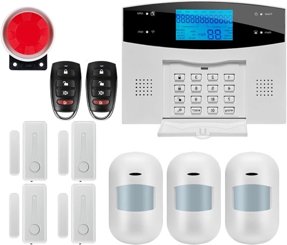 Alarmsysteem Huis - Inbraakkit Beveiliging - Veiligheid Thuis - GSM PSTN Connectie - 99 Draadloze Zones - Zwart