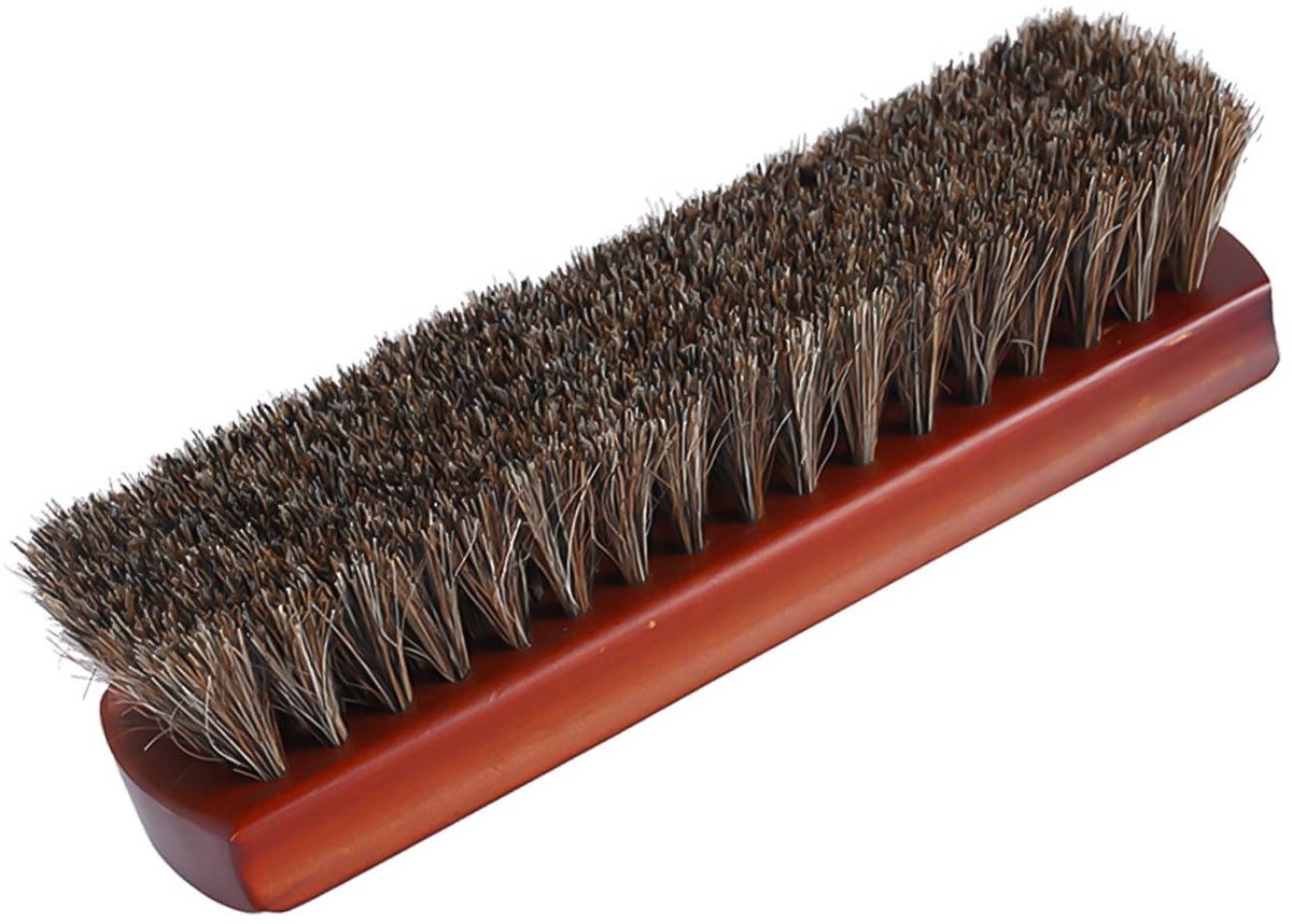 SOUQONE- Schoenreinigingsborstel Paardenhaar - Leren Borstel - Textielborstel - Houten Handvat - 180 x 48 x 45 mm - 1 Stuk