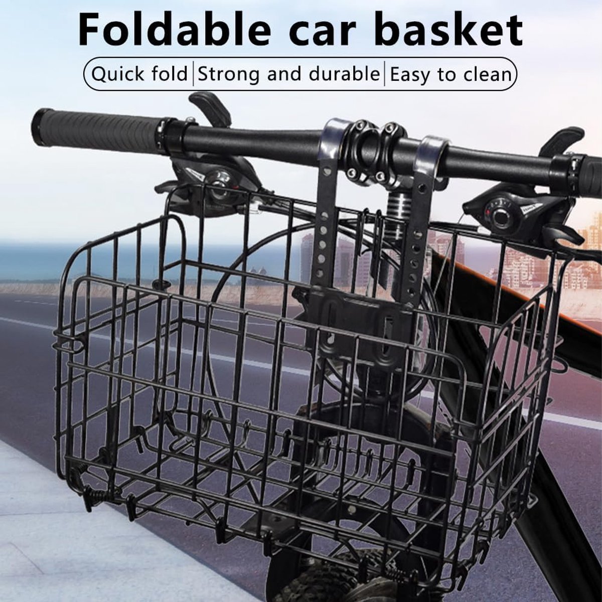 Fietsmand Voorzijde - Opvouwbare Mand - Spullen Vervoeren - Robuuste Ijzeren Constructie - 34 cm - Zwart