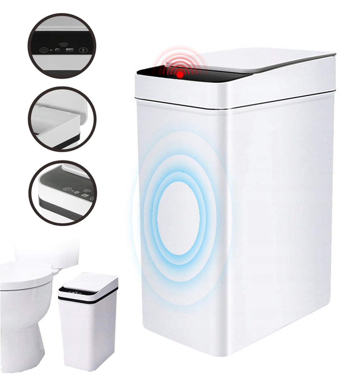 Automatische Afvalbak met Sensor - 12L - Wit/Zwart