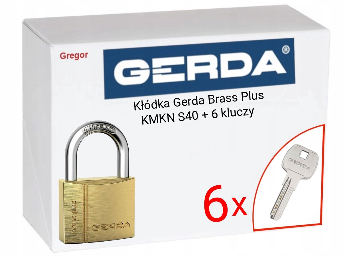 Gerda Brass Plus KMKN S40 Hangslot met 6 extra sleutels