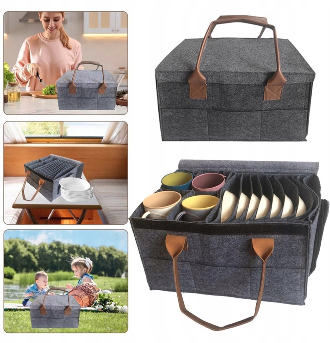Felt Organizer voor Borden & Keukengerei - Ideaal voor Camper