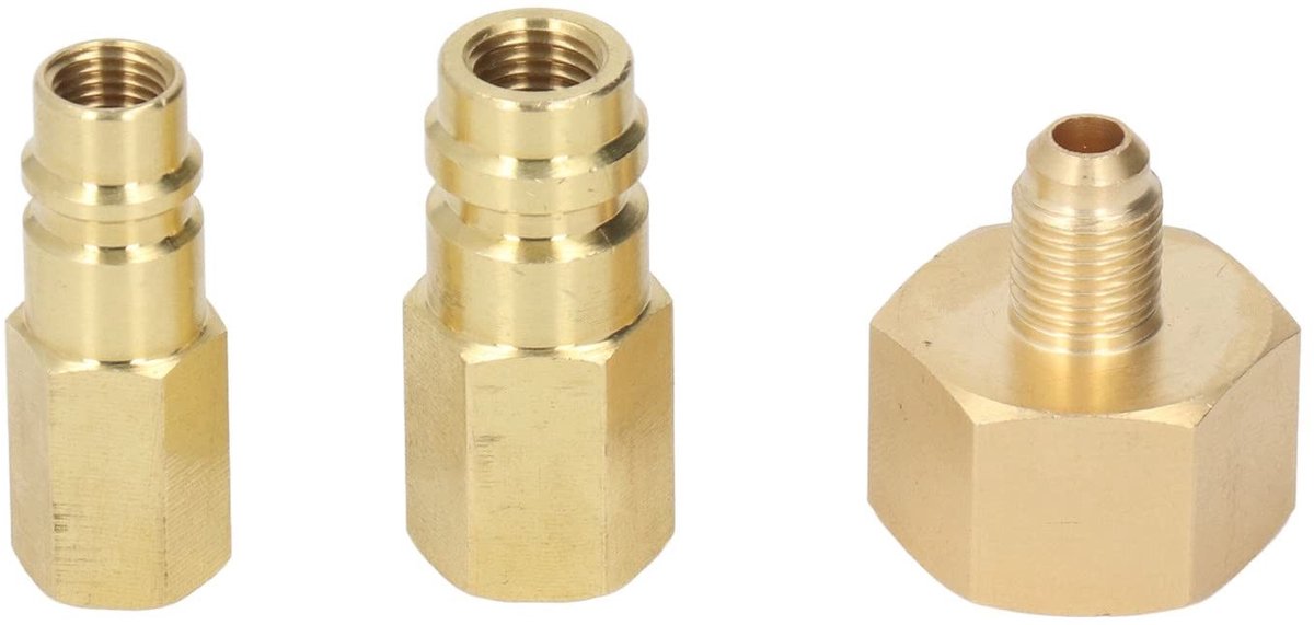 Dailygoods - Air Conditioner Adapter Set - Retrofit Adapter - Hoogwaardige Kwaliteit - 1/4 inch - Geschikt voor R134A - 3 Stuks - Ideaal voor Auto Air...