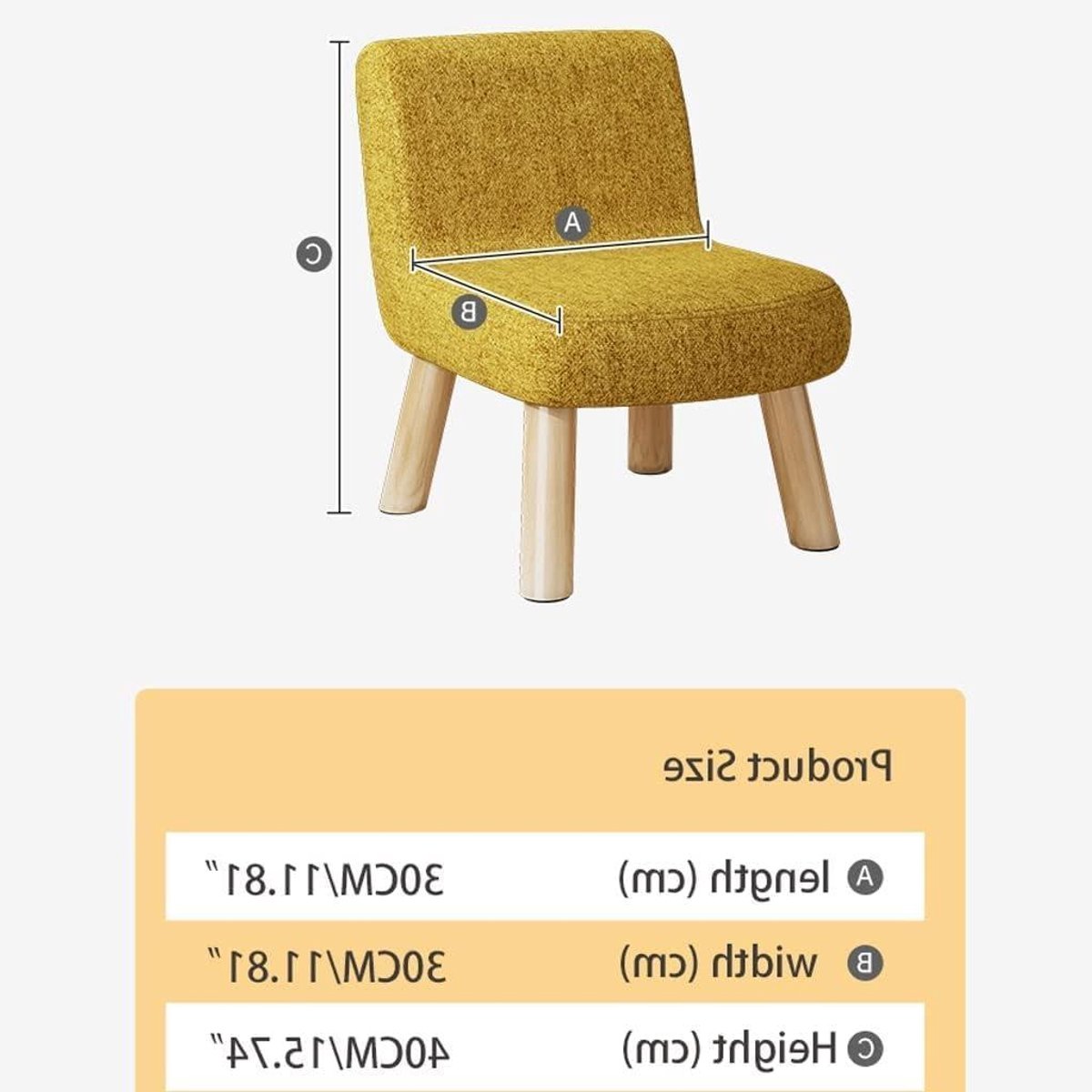 Voetenbankje - Ottomaans krukje - Ontspannen thuis - Massief houten poten - 30x30x40cm - Effennkleurig