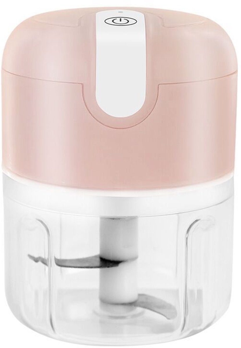 Elektrische Knoflookpers 250ml - Draadloze Hakmolen voor Knoflook en Groenten - Krachtige Mini Keukenmachine voor Snel Hakken - Compacte Foodprocessor voor Thuisgebruik - Roze